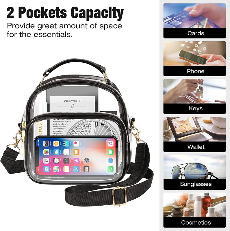 Ženska PVC crossbody torba, zatvarač, bez podloge, s jednom remenom