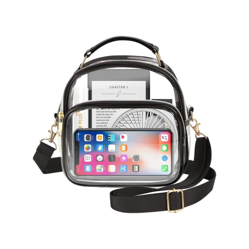 Ženska PVC crossbody torba, zatvarač, bez podloge, s jednom remenom
