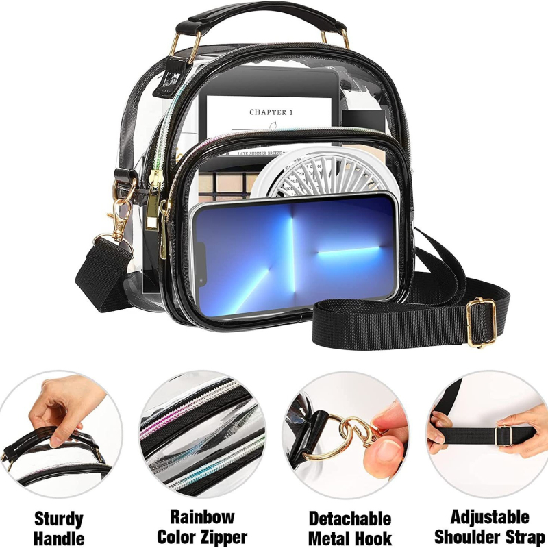 Ženska PVC crossbody torba, zatvarač, bez podloge, s jednom remenom