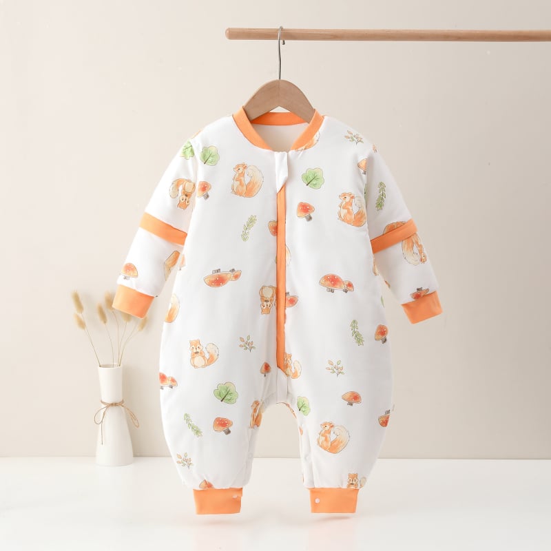 Dječji vreći za spavanje s podijeljenim nogama; vanjski i podstava od čistog pamuka 95%+; punilo space cotton; odvojive rukave; strojno pranje