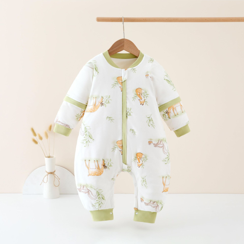Dječji vreći za spavanje s podijeljenim nogama; vanjski i podstava od čistog pamuka 95%+; punilo space cotton; odvojive rukave; strojno pranje