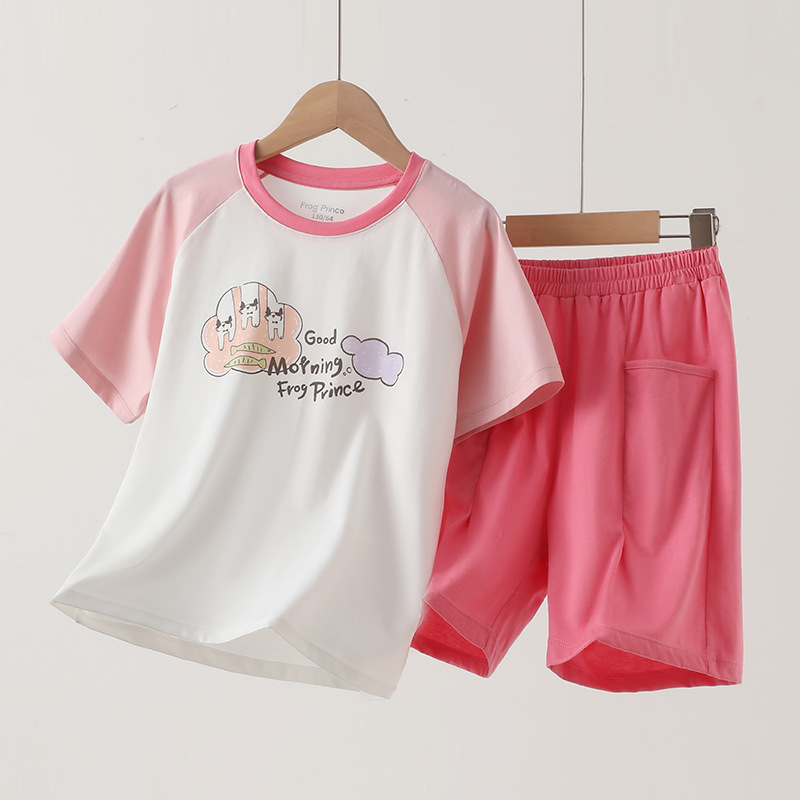 Gyerekeknek szóló hálóruha-szett, modal anyag, koreai stílusú ujjatlan felső, vékony (170g modal; 95% modal, 5% spandex; nedvességelvezető)