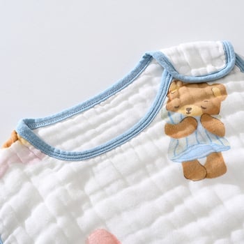 Sac de dormit pentru sugari și copii — stil vestă fără mâneci, material din bumbac 100%, model desen animat, antibacterian și absorbant de umezeală, potrivit pentru vară, primăvară și toamnă