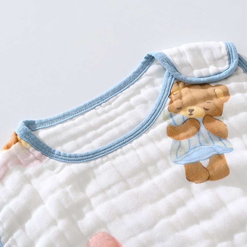 Sac de dormit pentru sugari și copii — stil vestă fără mâneci, material din bumbac 100%, model desen animat, antibacterian și absorbant de umezeală, potrivit pentru vară, primăvară și toamnă