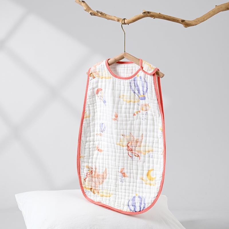 Sac de dormit pentru sugari și copii — stil vestă fără mâneci, material din bumbac 100%, model desen animat, antibacterian și absorbant de umezeală, potrivit pentru vară, primăvară și toamnă