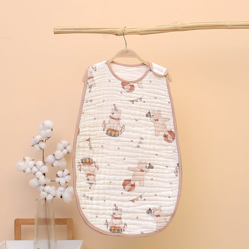 Sac de dormit pentru sugari și copii — stil vestă fără mâneci, material din bumbac 100%, model desen animat, antibacterian și absorbant de umezeală, potrivit pentru vară, primăvară și toamnă