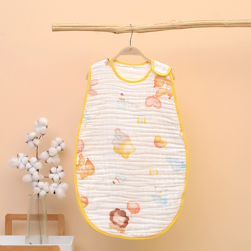 Sac de dormit pentru sugari și copii — stil vestă fără mâneci, material din bumbac 100%, model desen animat, antibacterian și absorbant de umezeală, potrivit pentru vară, primăvară și toamnă