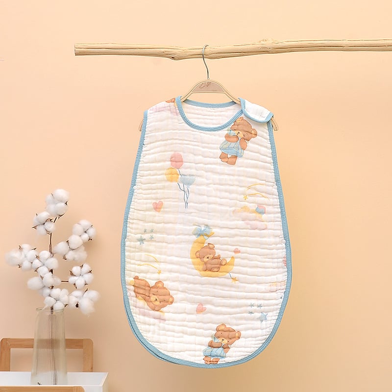 Sac de dormit pentru sugari și copii — stil vestă fără mâneci, material din bumbac 100%, model desen animat, antibacterian și absorbant de umezeală, potrivit pentru vară, primăvară și toamnă