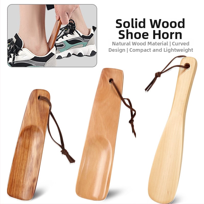 Solid Wood Shoehorn — Home Use, Lazy Shoe-Wearing Tool, Portable Travel Accessory (Model: Solid Wood Shoehorn; Style: Shoehorn; Dimensions: All yards; Suitable seasons: Summer, Winter, Spring, Autumn)