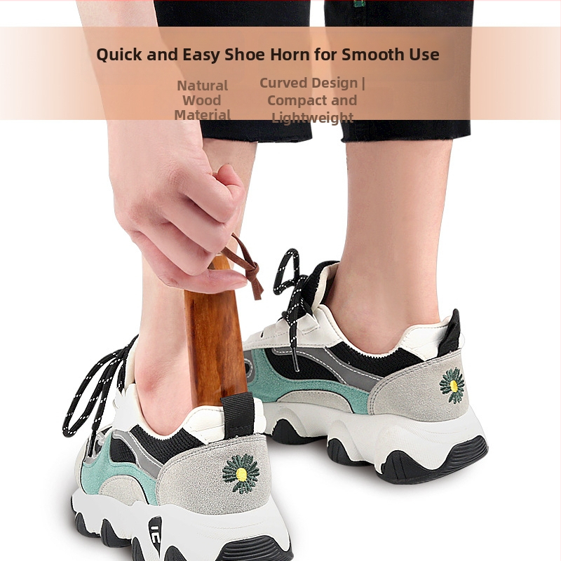 Solid Wood Shoehorn — Home Use, Lazy Shoe-Wearing Tool, Portable Travel Accessory (Model: Solid Wood Shoehorn; Style: Shoehorn; Dimensions: All yards; Suitable seasons: Summer, Spring, Autumn, Winter)