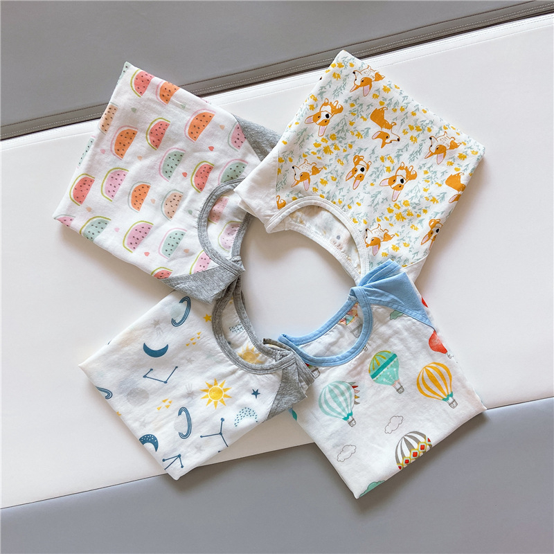 Rodič-dieťa pyžamo z bambusu a bavlny – ľahké, karikatúrny vzor, bambusovo-bavlnená podšívka, leto