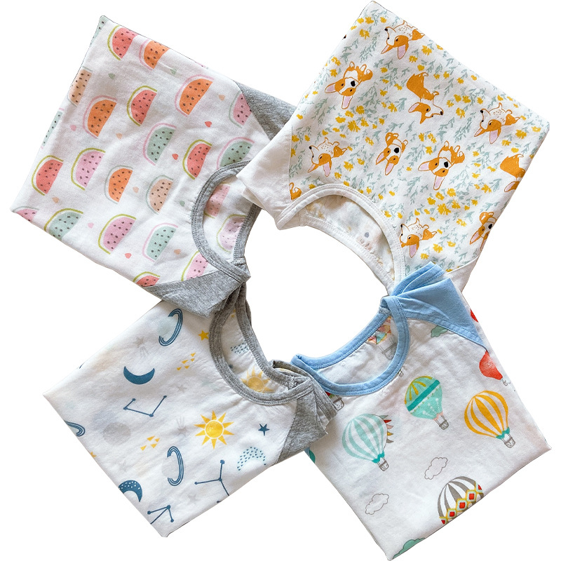 Rodič-dieťa pyžamo z bambusu a bavlny – ľahké, karikatúrny vzor, bambusovo-bavlnená podšívka, leto