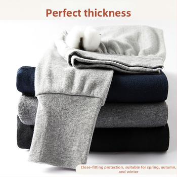 Vyrų 100% medvilnės šilti keliai, aukšta juosmens linija, žiemai, tankūs 220 g/m², vieno sluoksnio