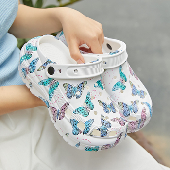 Női EVA Crocs-stílusú papucsok, légáteresztők, zárt orr, 3,5 cm+ vastag talp, injektált EVA konstrukció, mindennapi viselet