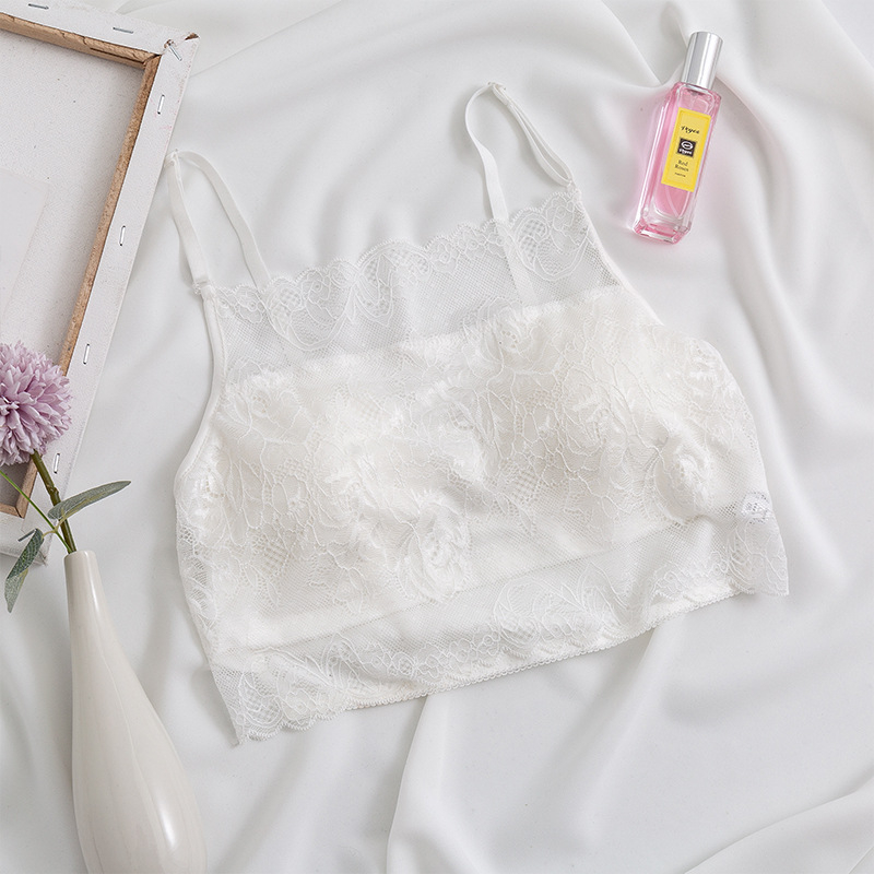 Siidist strapless bustier pitsiga, padi, õhuke kujundatud kauss, prantsuse stiil selja