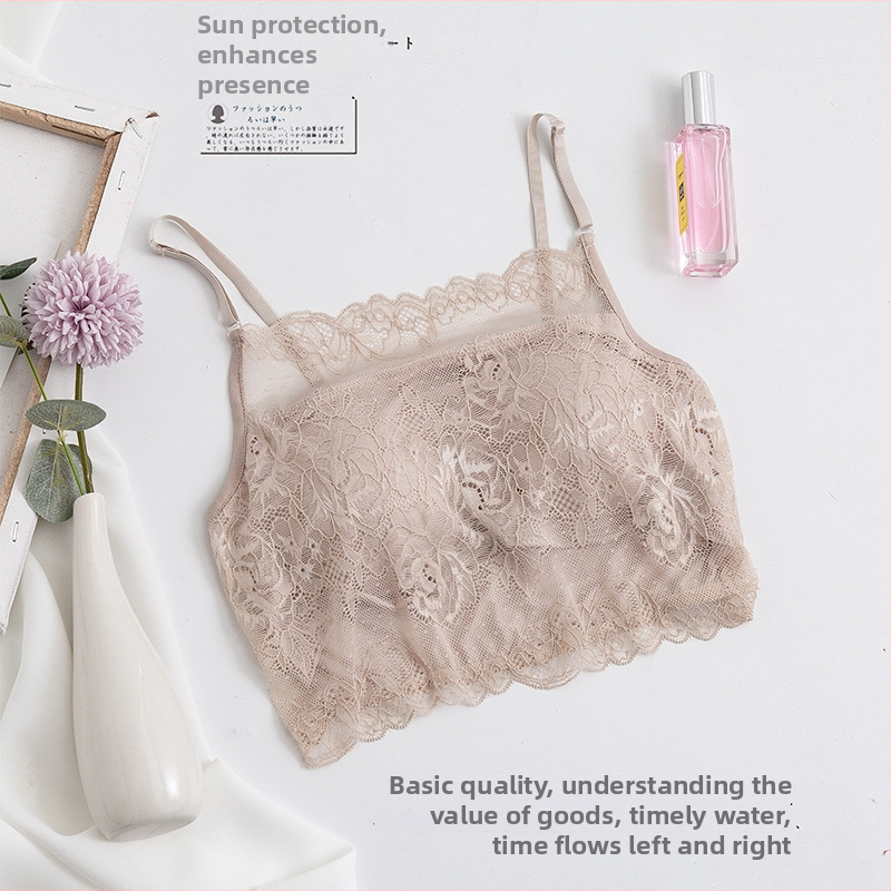 Siidist strapless bustier pitsiga, padi, õhuke kujundatud kauss, prantsuse stiil selja