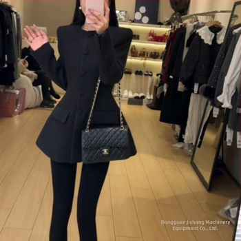 Női chenille zakó prém gallérral, Hepburn-stílusú retro, karcsú szabás, rövid hossz, egysoros gombolás