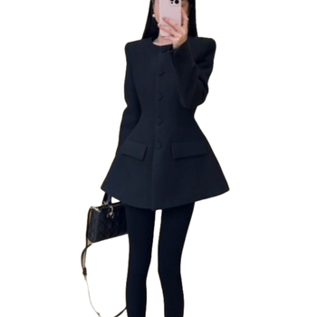 Női chenille zakó prém gallérral, Hepburn-stílusú retro, karcsú szabás, rövid hossz, egysoros gombolás