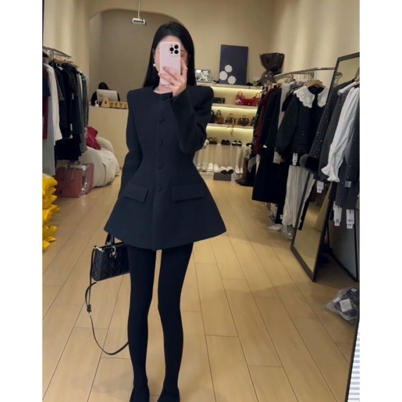 Női chenille zakó prém gallérral, Hepburn-stílusú retro, karcsú szabás, rövid hossz, egysoros gombolás