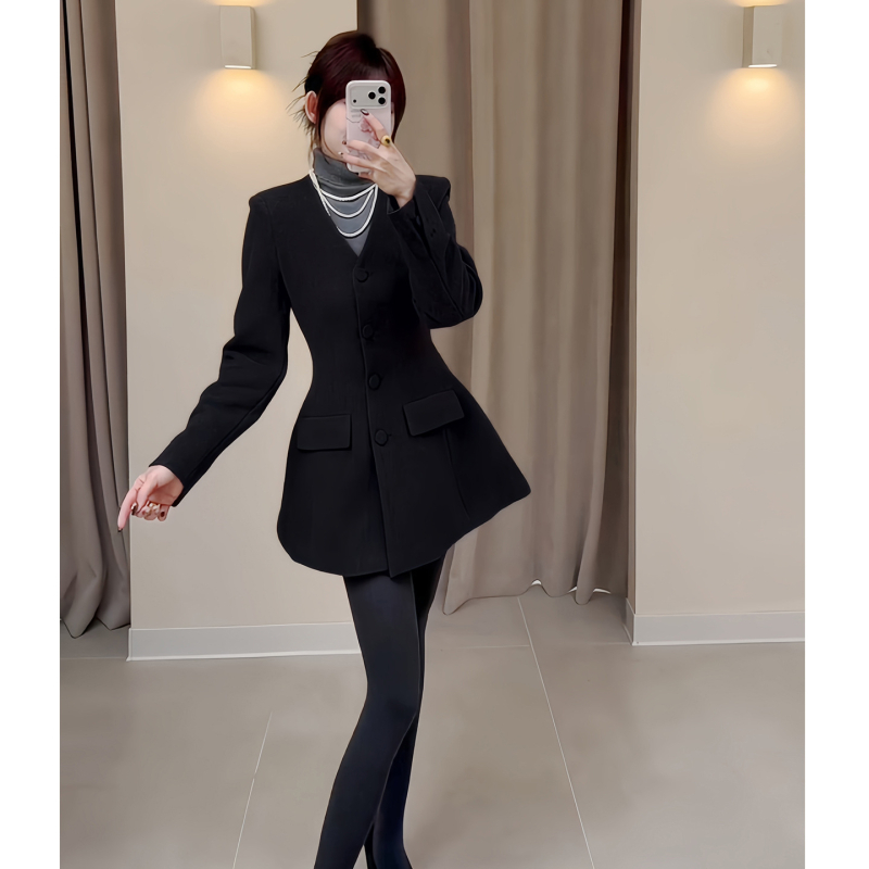 Női chenille zakó prém gallérral, Hepburn-stílusú retro, karcsú szabás, rövid hossz, egysoros gombolás