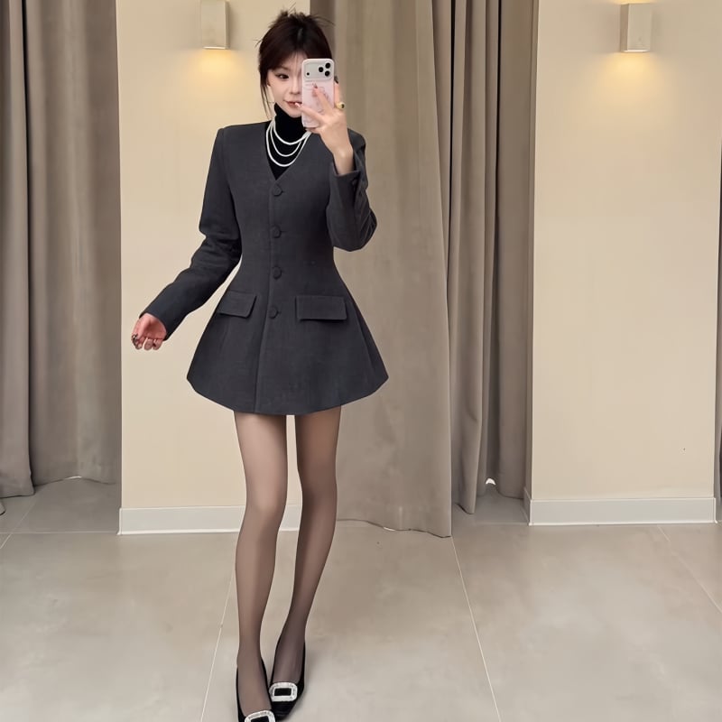 Női chenille zakó prém gallérral, Hepburn-stílusú retro, karcsú szabás, rövid hossz, egysoros gombolás