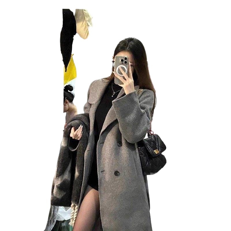 Női chenille kabát, középhosszú, japán–koreai lazító stílus, hosszú ujjú, zsebek és gombok, spandex tartalom alatt 30%