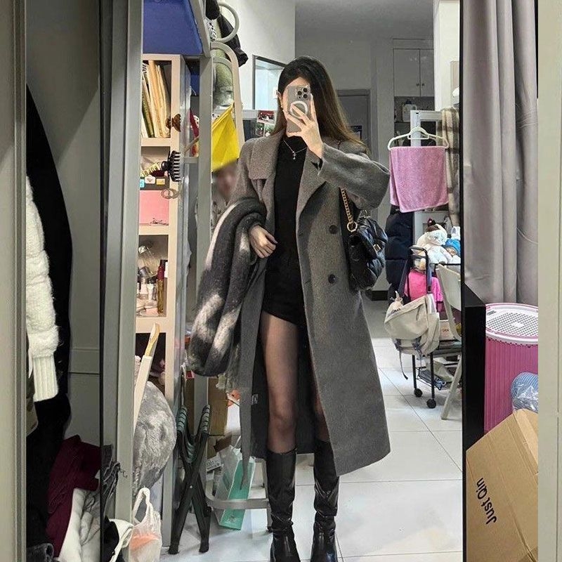 Női chenille kabát, középhosszú, japán–koreai lazító stílus, hosszú ujjú, zsebek és gombok, spandex tartalom alatt 30%