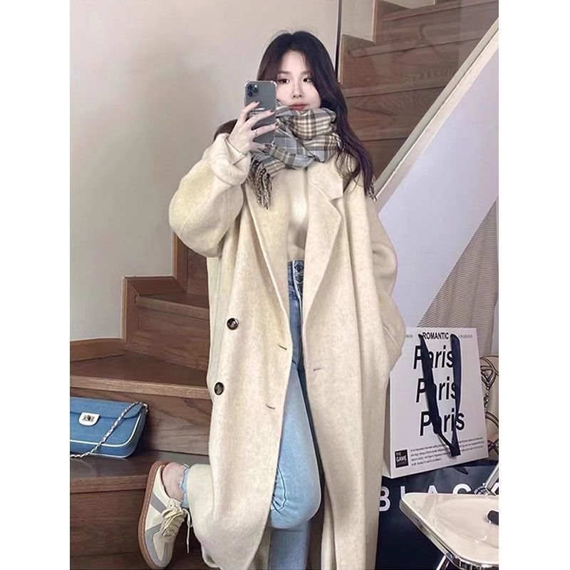 Női chenille kabát, középhosszú, japán–koreai lazító stílus, hosszú ujjú, zsebek és gombok, spandex tartalom alatt 30%