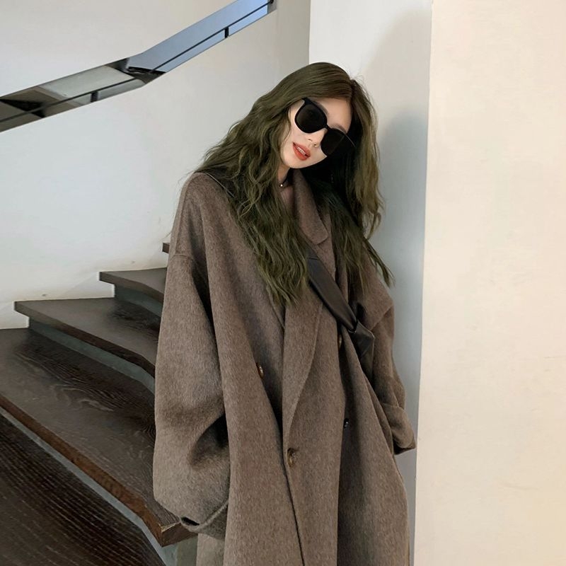 Női chenille kabát, középhosszú, japán–koreai lazító stílus, hosszú ujjú, zsebek és gombok, spandex tartalom alatt 30%