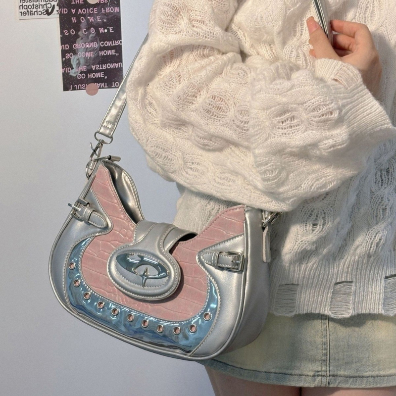 Ženska torbica inspirirana motociklima - uzorak krokodila, gradski stil, PVC, horizontalni kvadratni oblik, zatvarač poklopca, skriveni džep sa zipom