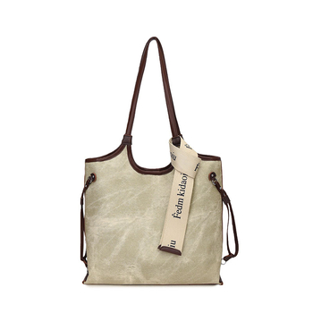 Geantă Tote pentru femei - PU, închidere cu fermoar, formă orizontală pătrată, buzunar interior cu fermoar, bretele de umăr duble