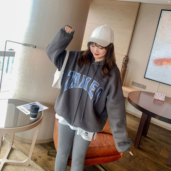 Őszi terry-pamut kötött kapucnis pulóver alapréteg, hamis réteg dizájn, hosszú ujjú, középmagas hosszúság