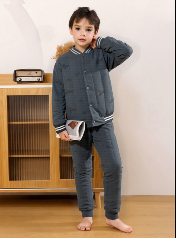 Детска зимна термо горна дреха без качулка, V-образно деколте, унисекс, 90% вълна, зима 2025