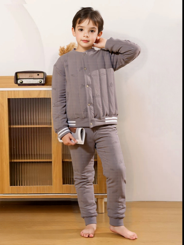 Детска зимна термо горна дреха без качулка, V-образно деколте, унисекс, 90% вълна, зима 2025