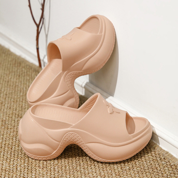 Sandale feminine cu talpă groasă EVA, bretele încrucișate, vârf rotund, toc de 9 cm, vară 2024