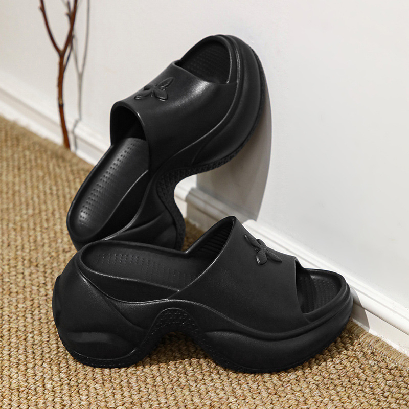 Sandale feminine cu talpă groasă EVA, bretele încrucișate, vârf rotund, toc de 9 cm, vară 2024