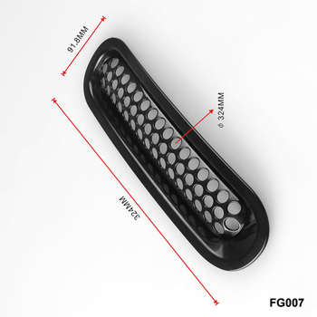 Grilă centrală pentru Wrangler 07-17, inserție plasă ABS, montaj la bara, dimensiuni 35.5×10×10, greutate 0.6 kg, brand RYANSTAR RACING