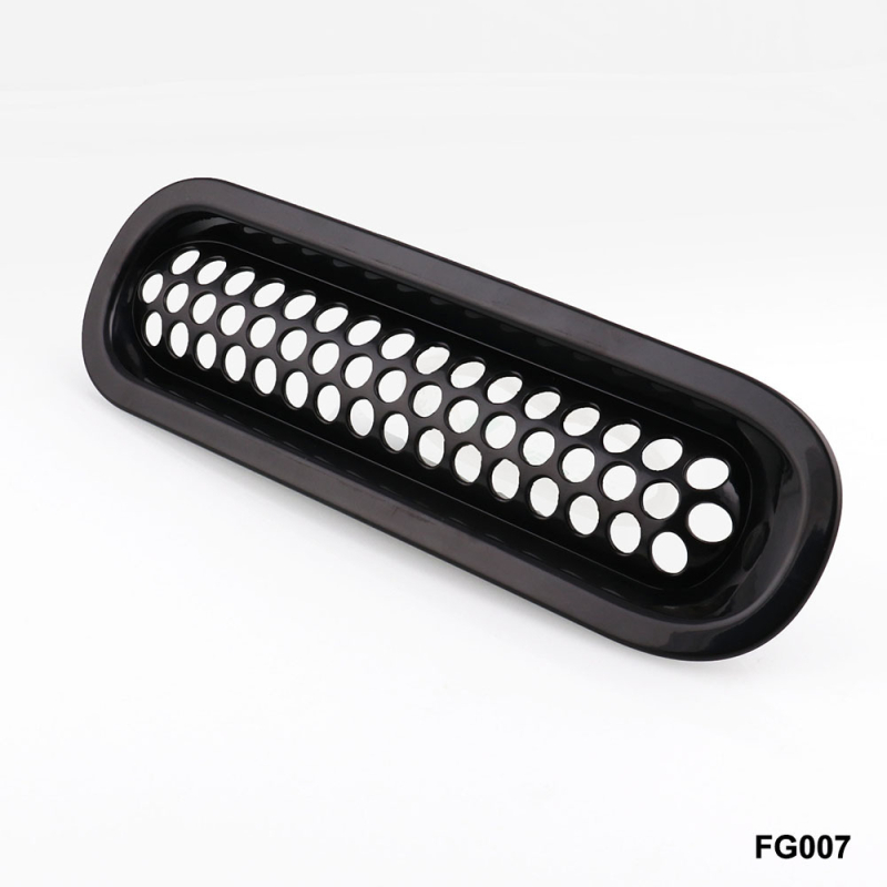 Grilă centrală pentru Wrangler 07-17, inserție plasă ABS, montaj la bara, dimensiuni 35.5×10×10, greutate 0.6 kg, brand RYANSTAR RACING