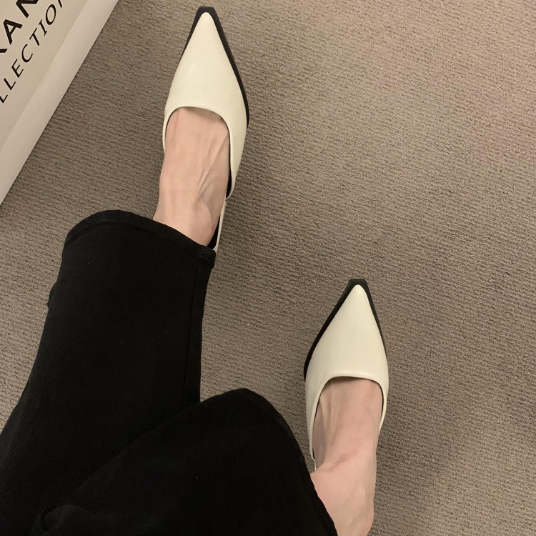 Retro Baotou női mules, hegyes orrú, mikroszálas felsőrész, gumírozott talp, belső bélés nélküli