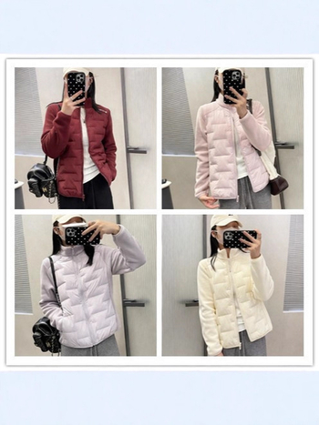 Moteriška žieminė vilnos užpildo pūkinė striukė su stovinčia apykakle, užtrauktukas, storas poliesterio audinys