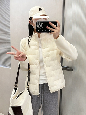 Moteriška žieminė vilnos užpildo pūkinė striukė su stovinčia apykakle, užtrauktukas, storas poliesterio audinys