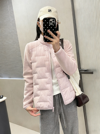 Moteriška žieminė vilnos užpildo pūkinė striukė su stovinčia apykakle, užtrauktukas, storas poliesterio audinys