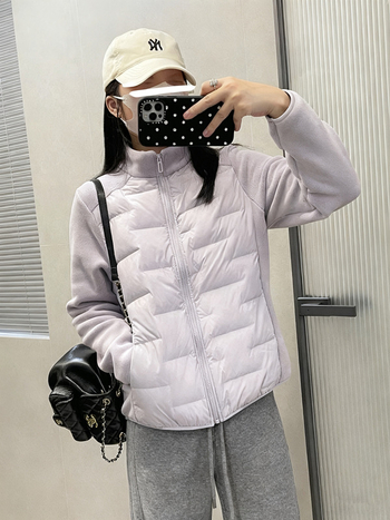 Moteriška žieminė vilnos užpildo pūkinė striukė su stovinčia apykakle, užtrauktukas, storas poliesterio audinys