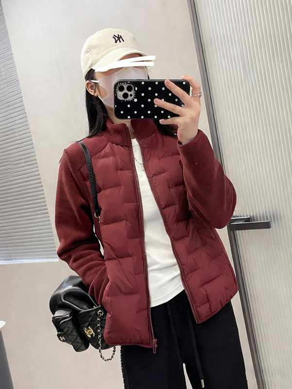 Moteriška žieminė vilnos užpildo pūkinė striukė su stovinčia apykakle, užtrauktukas, storas poliesterio audinys