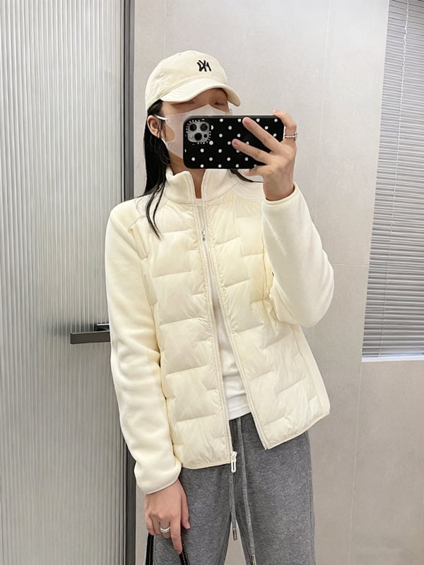 Moteriška žieminė vilnos užpildo pūkinė striukė su stovinčia apykakle, užtrauktukas, storas poliesterio audinys