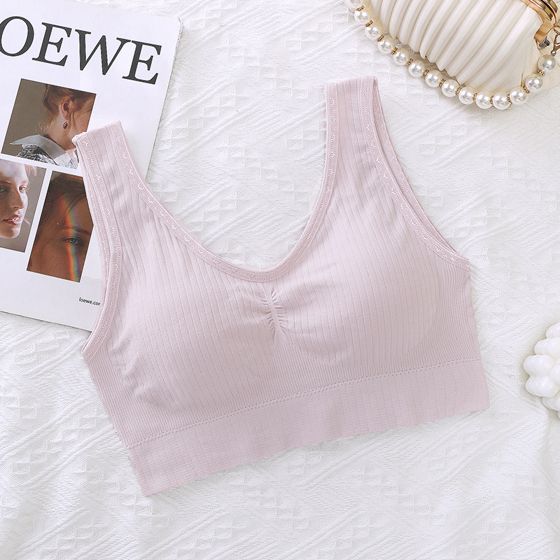 Õmblusteta rindwrap-top laiad õlapaelad — hingav ja mugav, täiskuppidega, vormitud kupud (ülemised õhukesed, alumised paksed), 90–95% nailonist segu