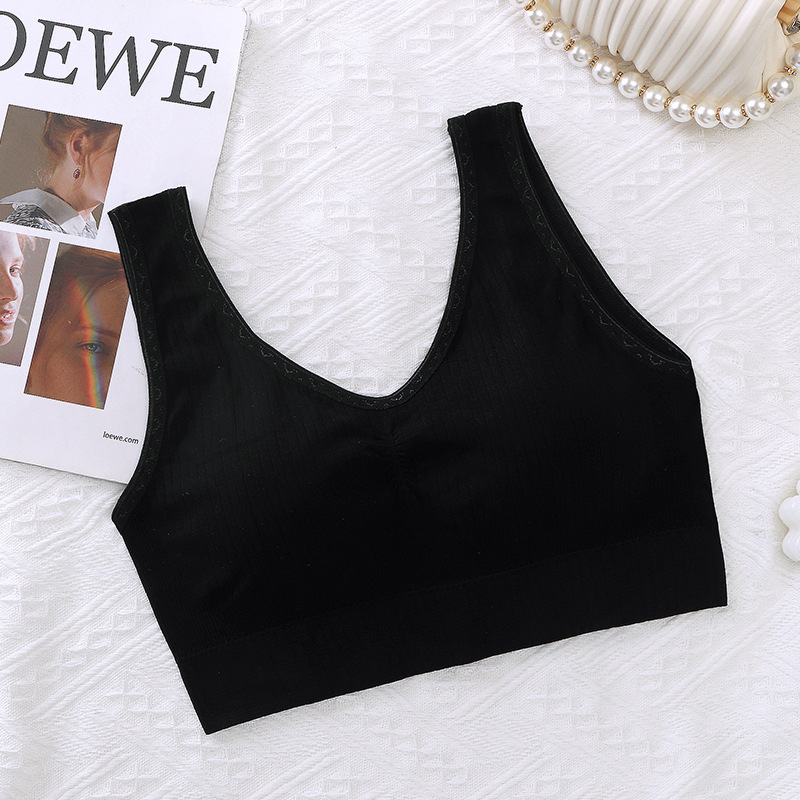 Õmblusteta rindwrap-top laiad õlapaelad — hingav ja mugav, täiskuppidega, vormitud kupud (ülemised õhukesed, alumised paksed), 90–95% nailonist segu