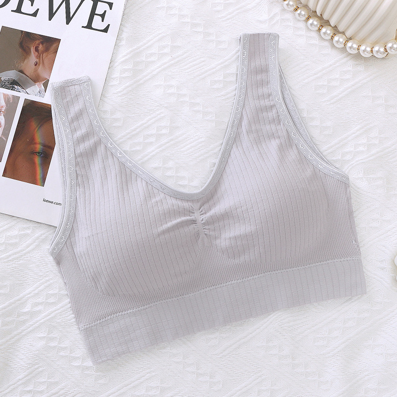 Õmblusteta rindwrap-top laiad õlapaelad — hingav ja mugav, täiskuppidega, vormitud kupud (ülemised õhukesed, alumised paksed), 90–95% nailonist segu