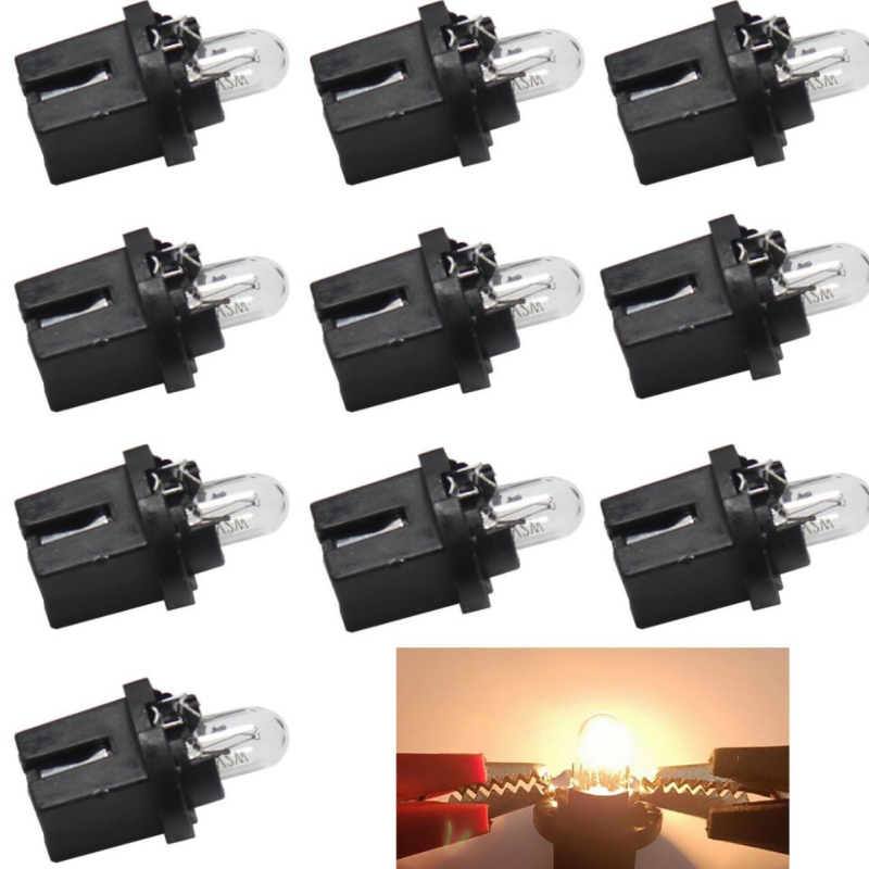 T5 B8.5D Автомобилен индикатор за табло, централен индикатор, 12V, 2W, ABS+стъкло, гнездо за директно включване с малка крушка