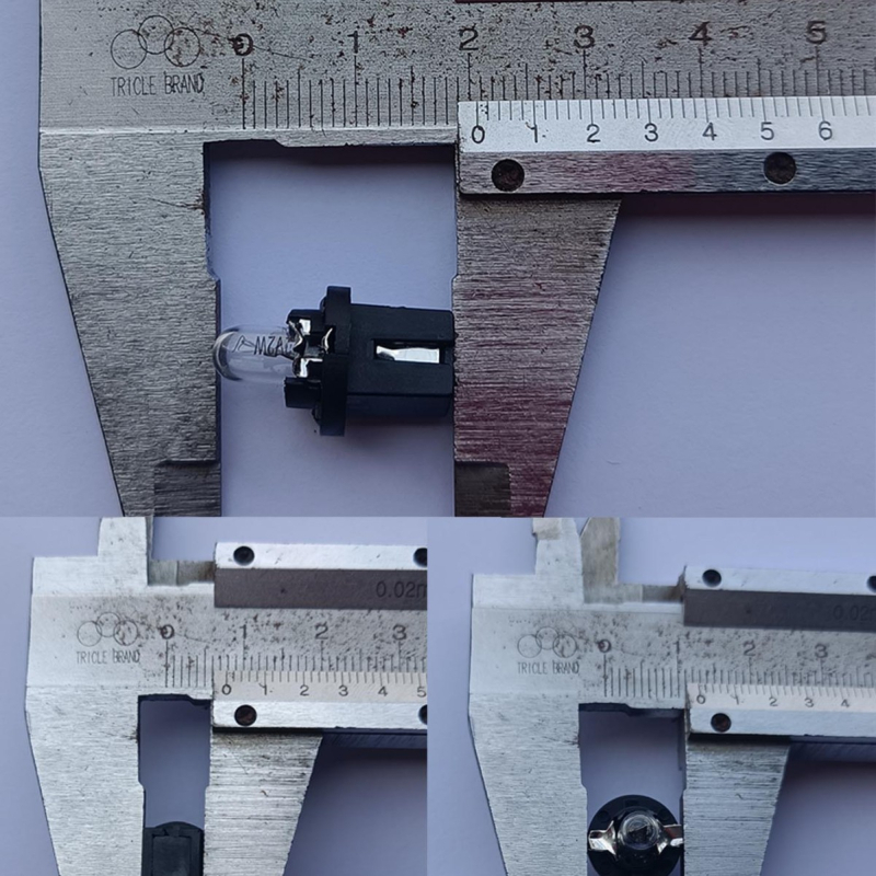 T5 B8.5D Автомобилен индикатор за табло, централен индикатор, 12V, 2W, ABS+стъкло, гнездо за директно включване с малка крушка